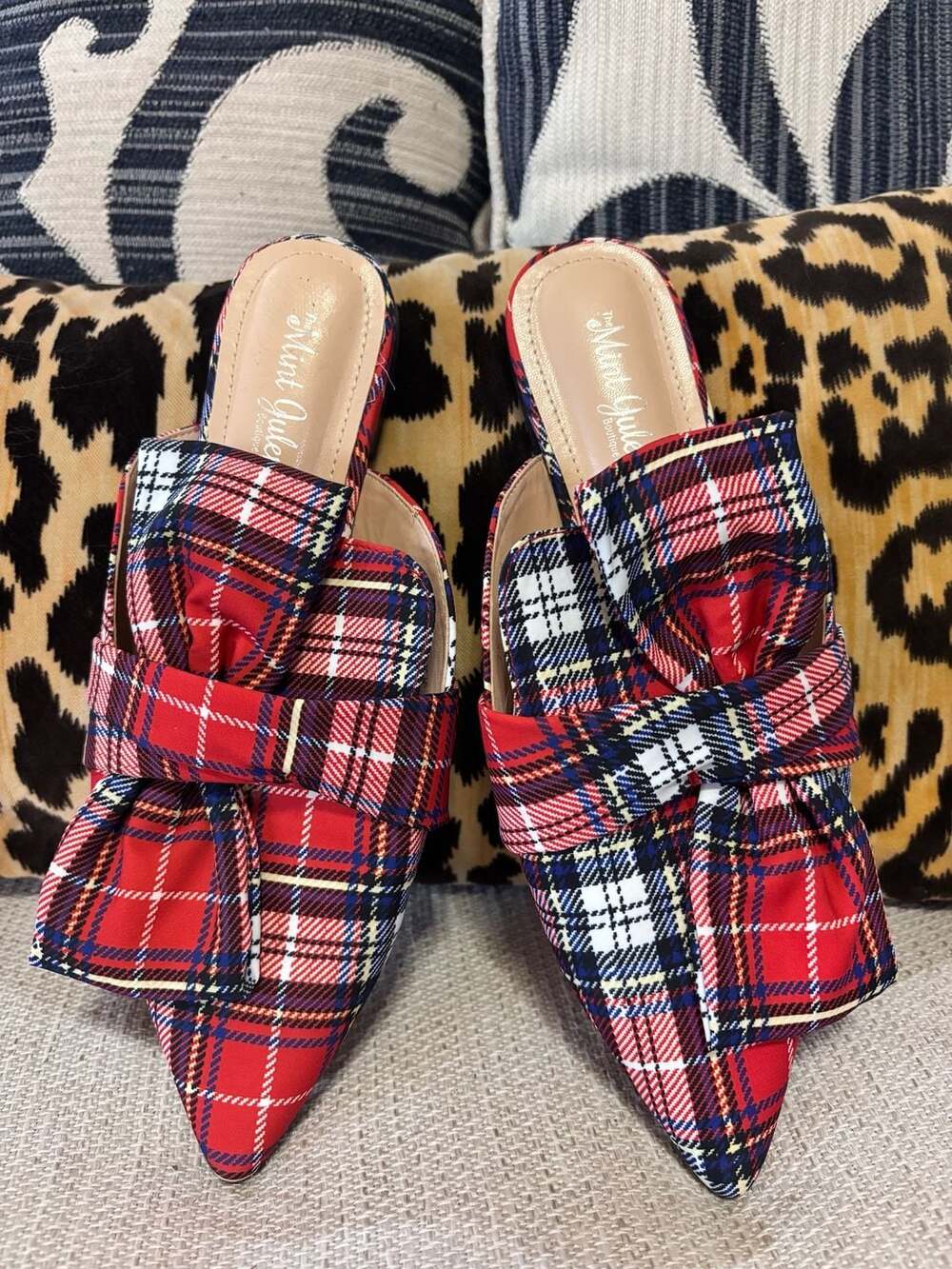 The Mint Julep Boutique Tartan Plaid Mules Size 7.5